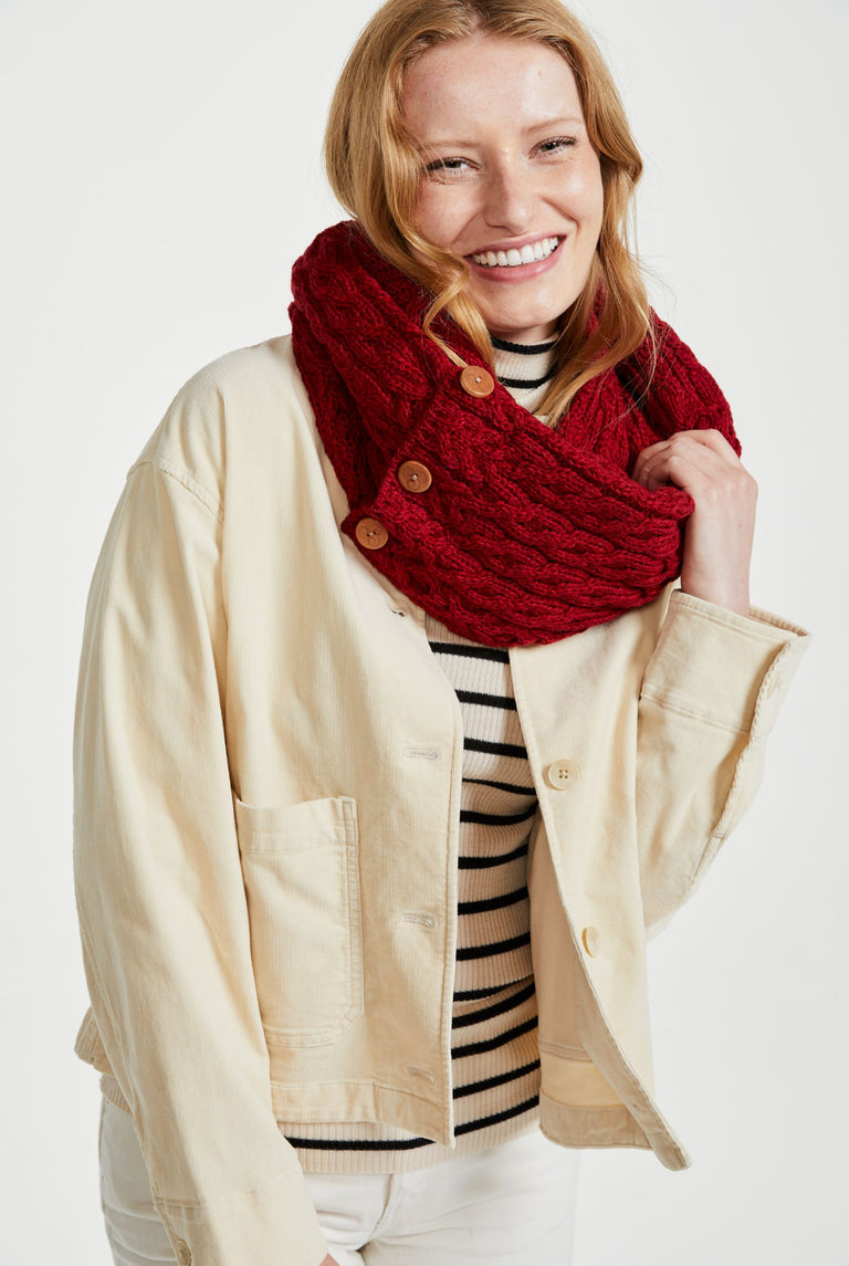 Aran Woollen Mills - A518 | merinowol colsjaal met knopen