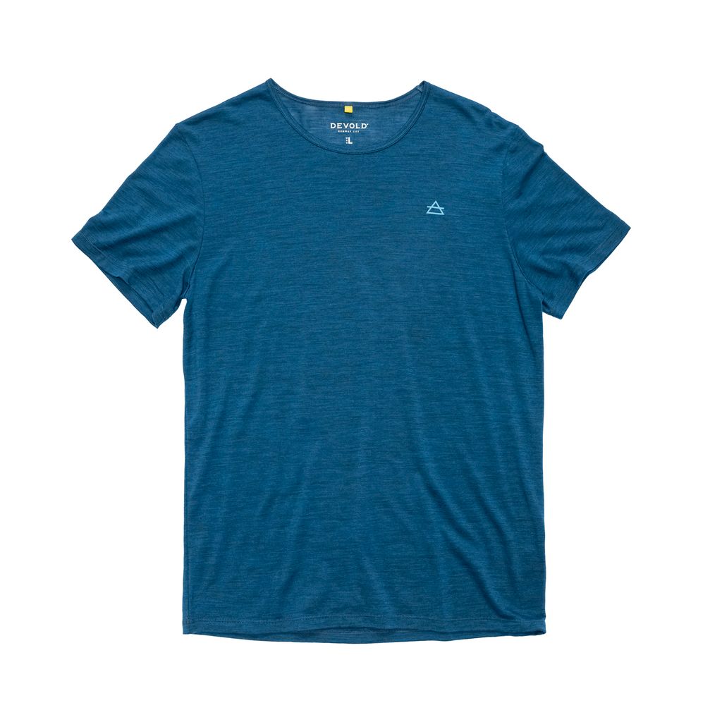 Devold - M Active Tee | heren t-shirt van merinowol Skydiver dark