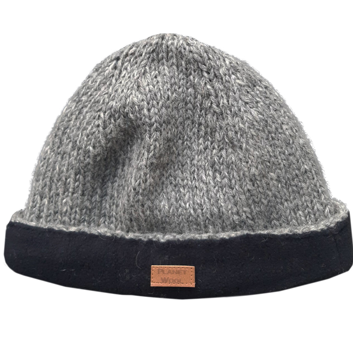 Planet wool - Round hat extra | wollen muts met omslag Grey