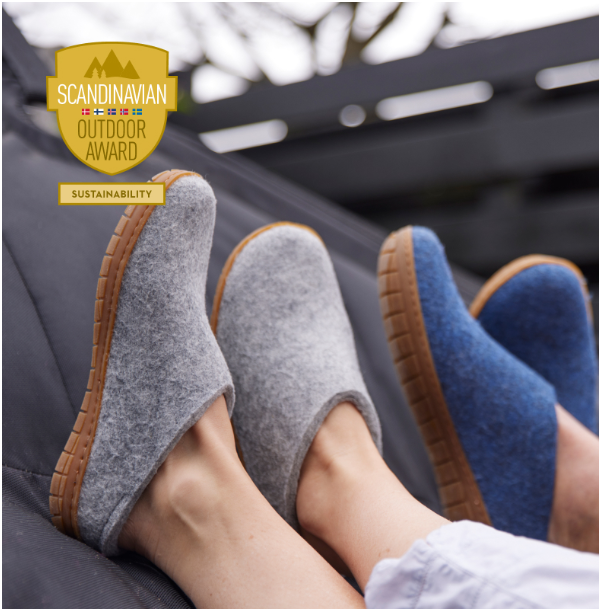 Glerups | instappantoffel met rubber zool - grijs