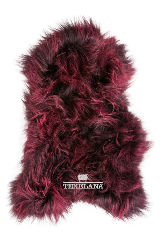 Texelana - gefärbtes isländisches Schaffell | burgunderrotes langes Haare