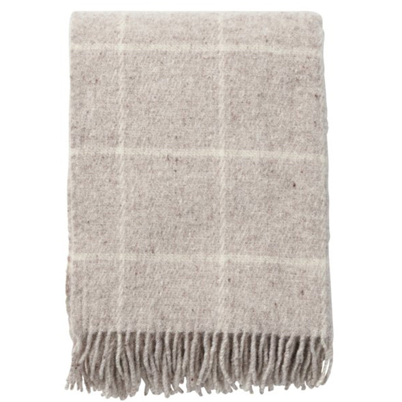 Klippan - Vinga | geruite plaid van lamswol Beige