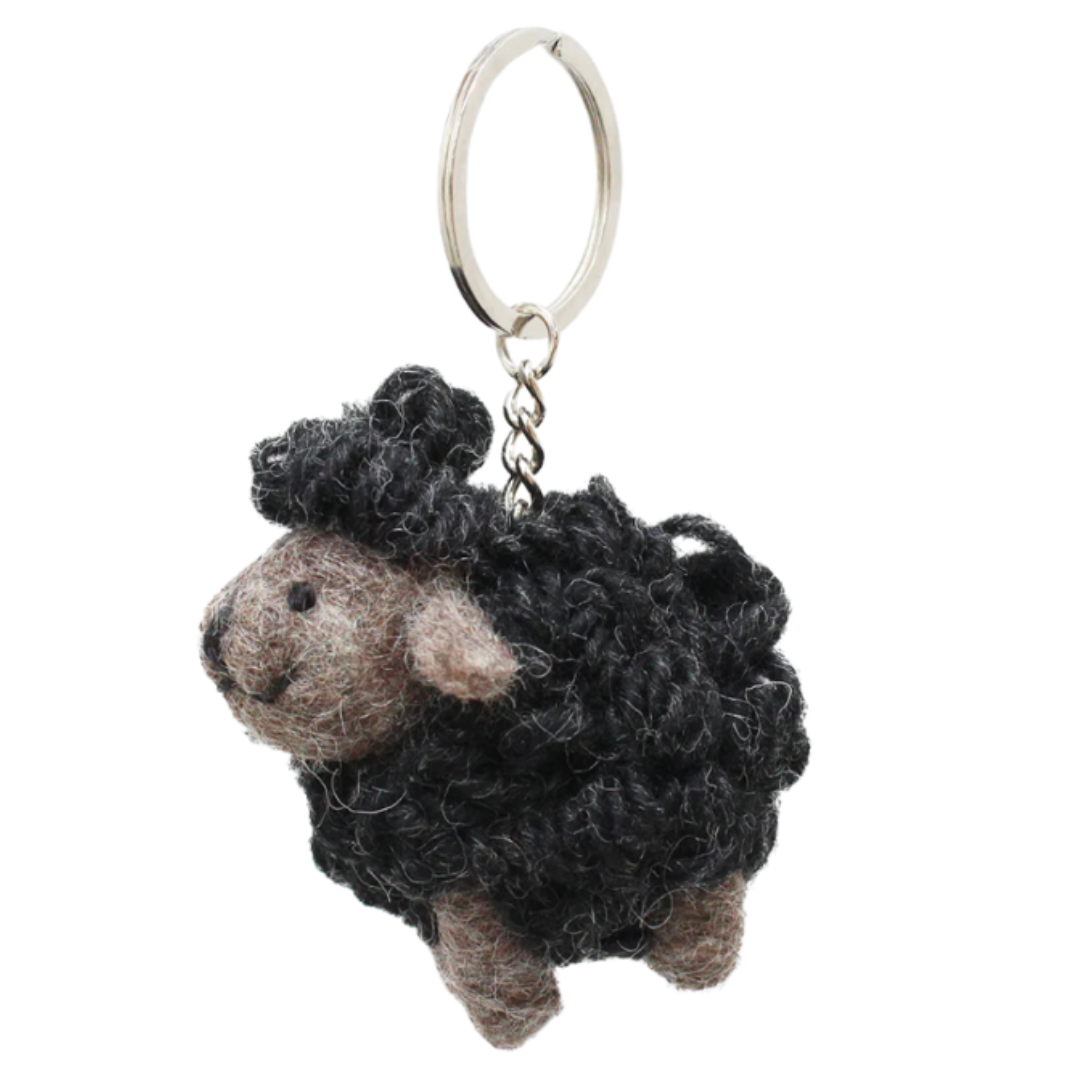 Erin Knitwear - wollen sleutelhanger schaap Black & brown