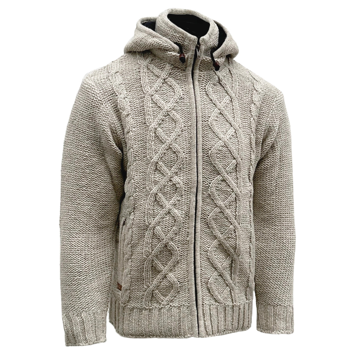 Planet Wool - Cable Knit | wollen herenvest met fleecevoering Off white