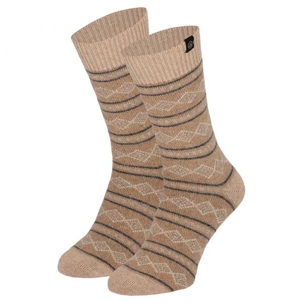 Apollo | wollen huissokken met ruitpatroon Beige