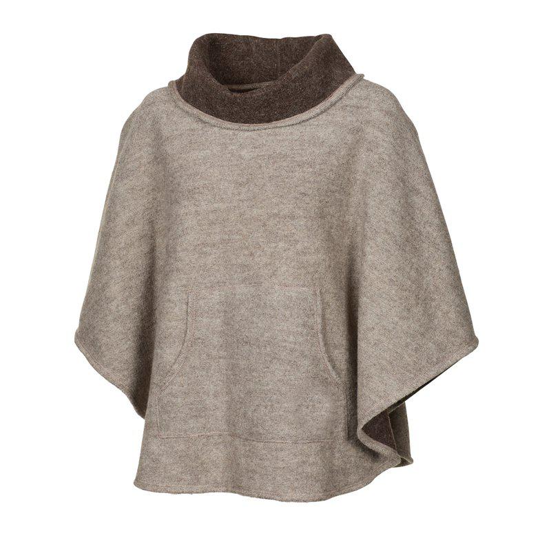 Ivanhoe Knitted in Sweden - NLS Humla | poncho van ongeverfde wol Latte