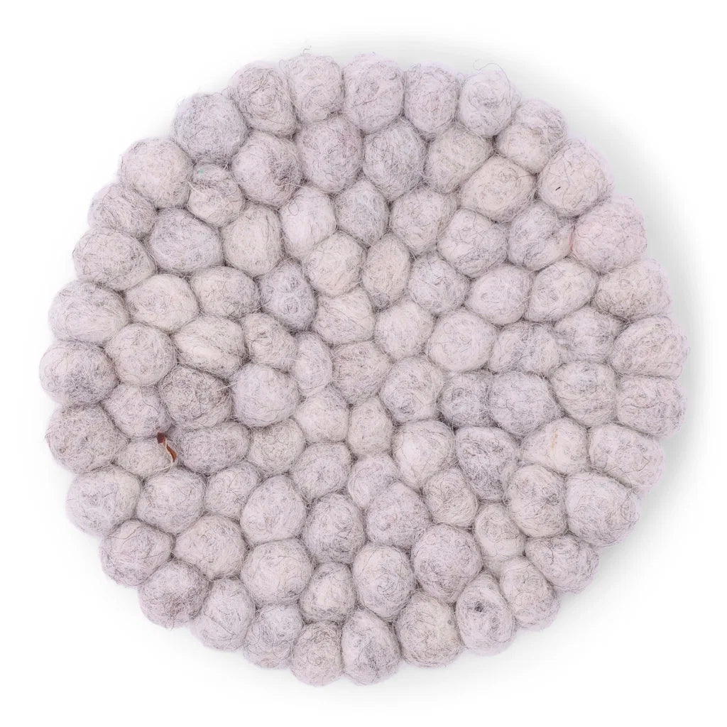 Gry & Sif - Small Coaster | wollen onderzetter - set van 2 Natural grey