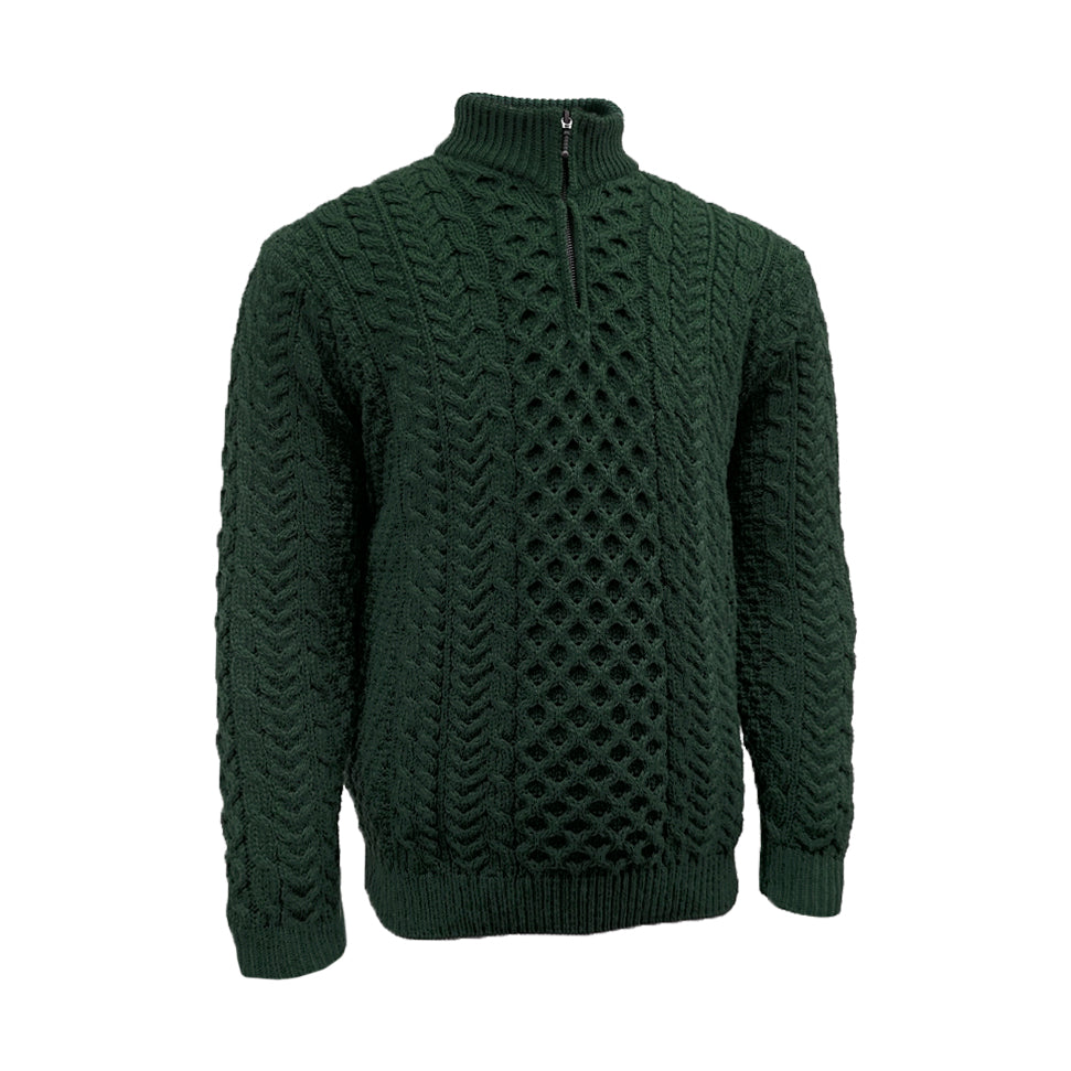 Aran Woollen Mills - wollen trui met halve rits | Texelana