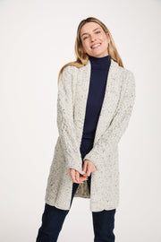 Aran Woollen Mills - B103 Tara | lang wollen vest met sjaalkraag