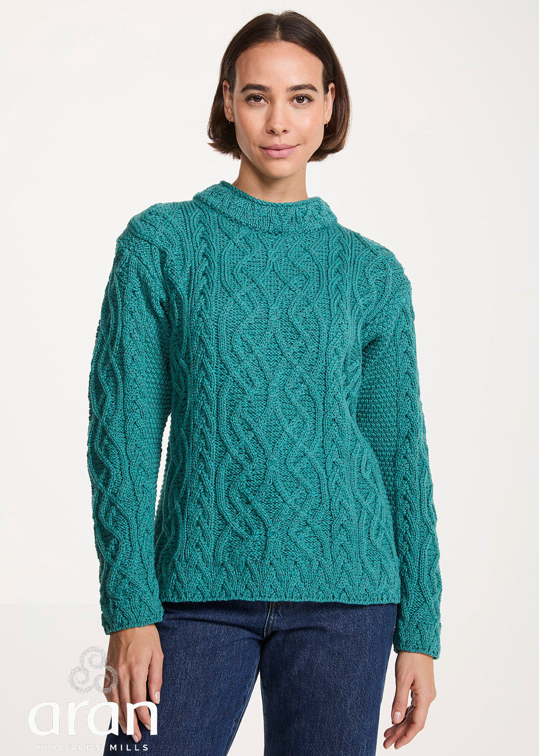 Aran Woollen Mills - C988 | damestrui van zachte merinowol Teal