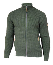 Ivanhoe Knitted in Sweden - Moritz FZ | wollen herenvest met rits Loden green