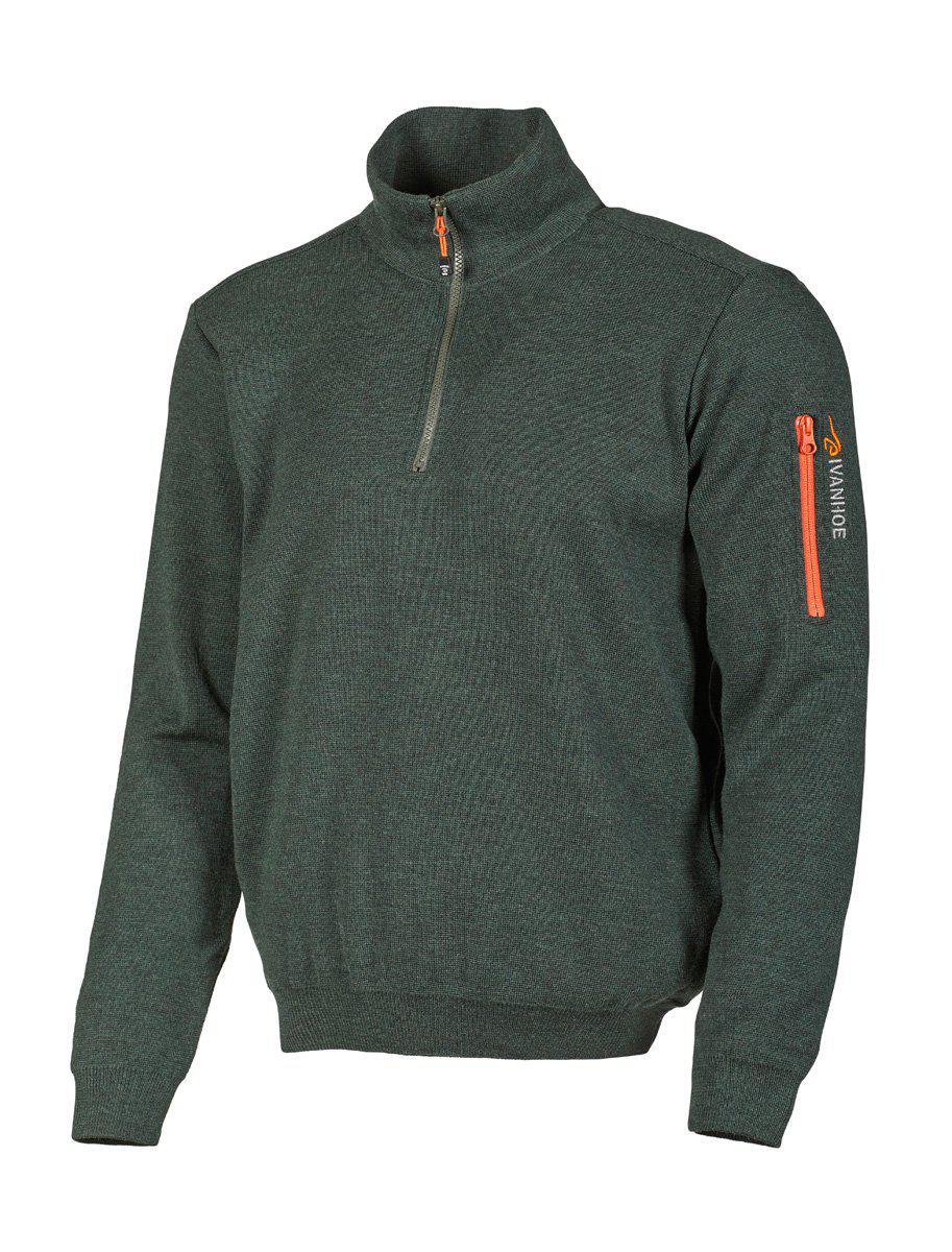 Ivanhoe Knitted in Sweden - Hadar HZ | wollen herentrui met rits Rifle green