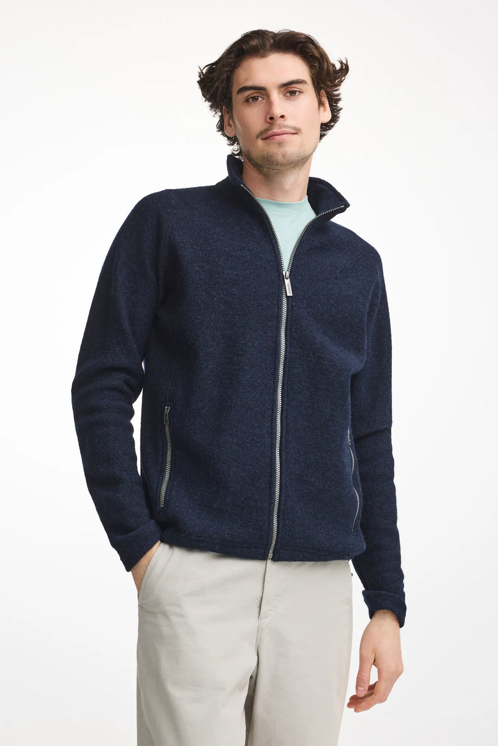 Ivanhoe Knitted in Sweden - Danny FZ | wollen herenvest met rits