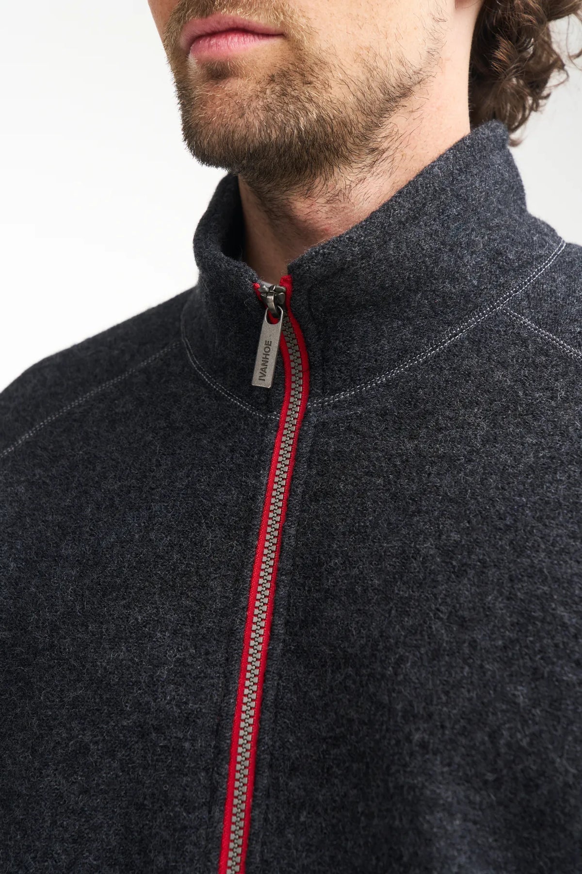 Ivanhoe Knitted in Sweden - Danny FZ | wollen herenvest met rits