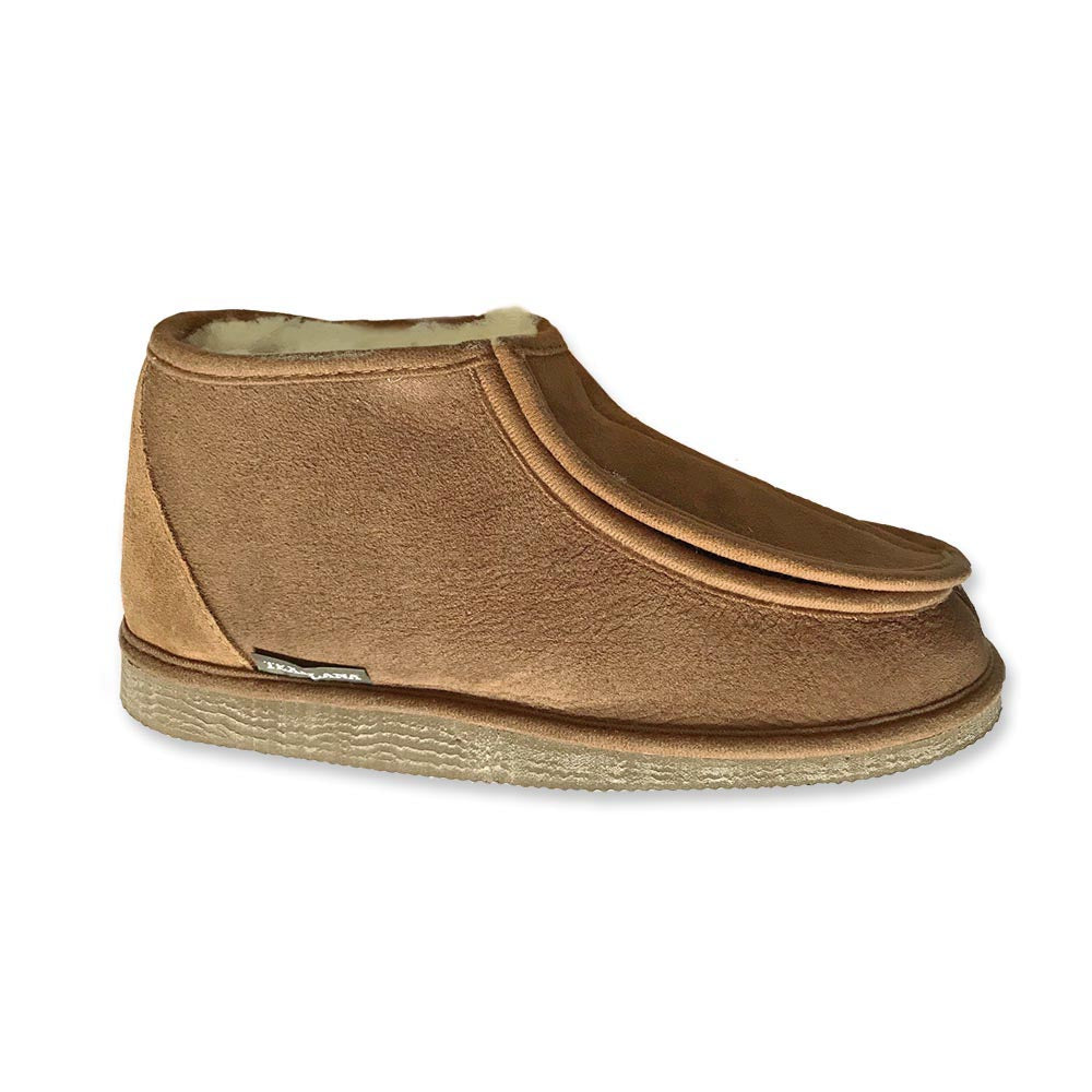 Texelana Kaap | hoge pantoffel van schapenvacht Cognac