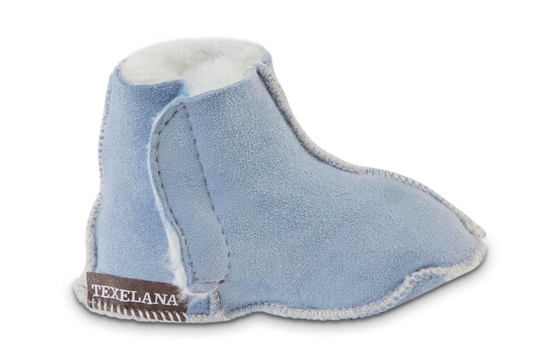 Texelana Marel | babypantoffel van schapenvacht Blauw