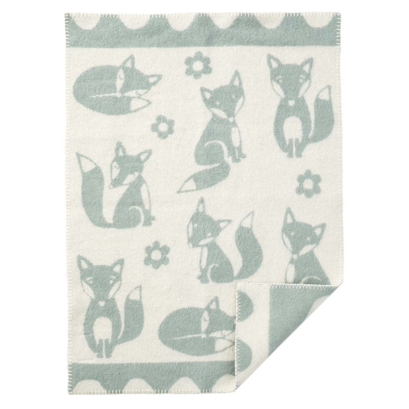 Klippan - Fox baby | wiegdeken van lamswol Duck egg blue