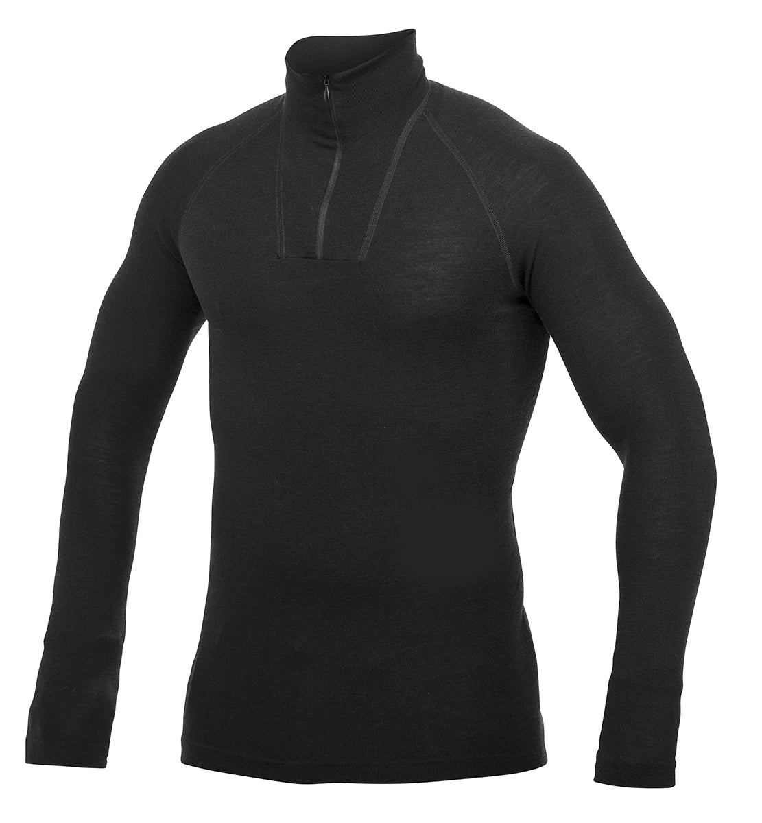 Woolpower - Zip turtleneck LITE | wollen thermoshirt met col Zwart