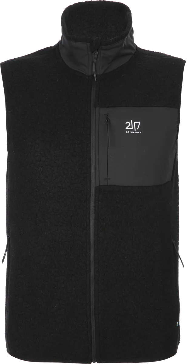2117 of Sweden - Skord Pile vest | wollen heren bodywarmer Black