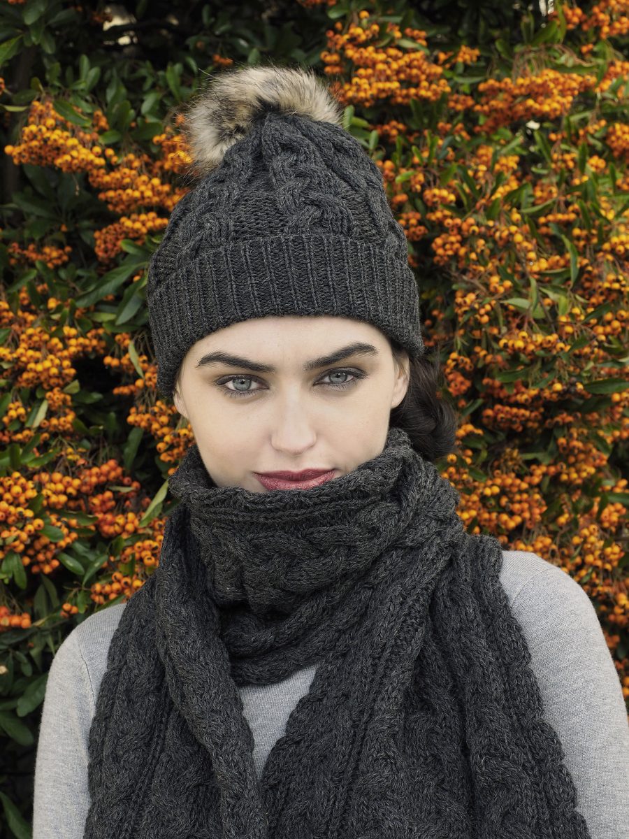 West End - X4844 pom pon hat | wollen muts Charcoal