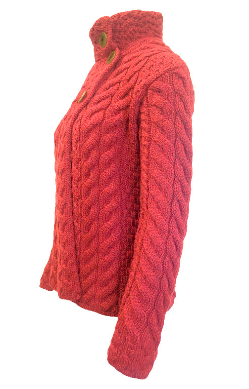 Aran wollen molens dames Merino wol kabel gebreide Ierse sjaal vest trui met zakken