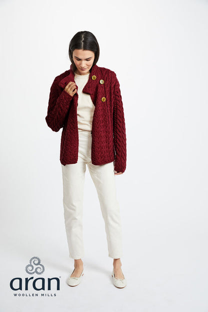 Aran Woollen Mills - B840 | damestrui merinowol met knopen