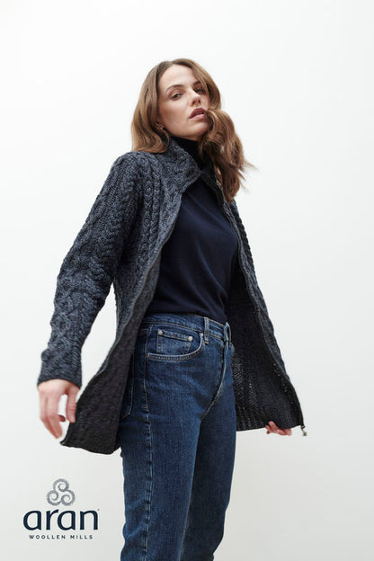 Aran Woolen Mills - B926 | fitted wool cardigan with zipper