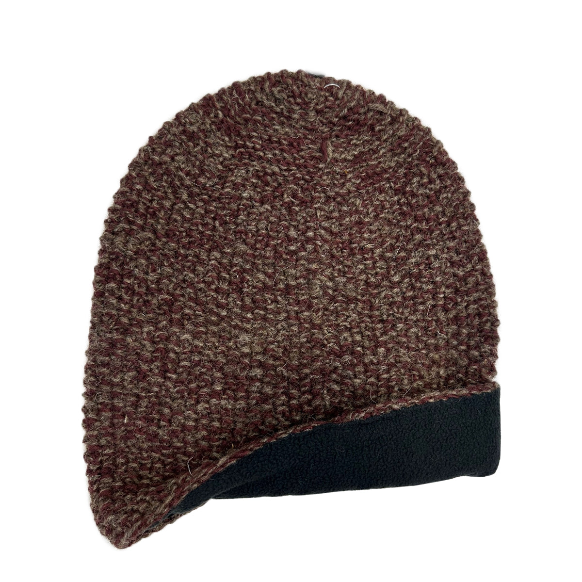 Planet Wool - Beanie long | wollen muts met fleecevoering Whine Purple