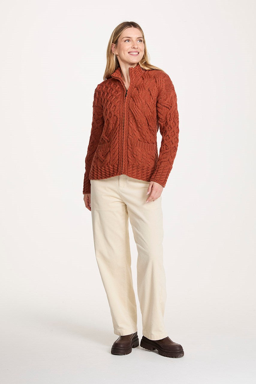 Aran Woollen Mills - C999 Copper | wollen damesvest van zachte merinowol