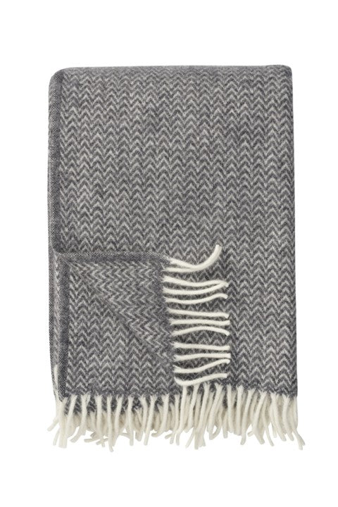 Klippan - Chevron | plaid van lamswol Grey 180x200 cm.