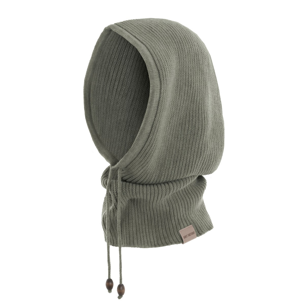 Knit Factory - Evy Colsjaal met capuchon Urban Green