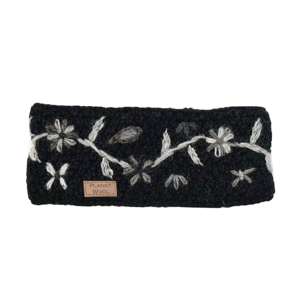 Planet wool - Flower headband | wollen hoofdband met bloemen Black