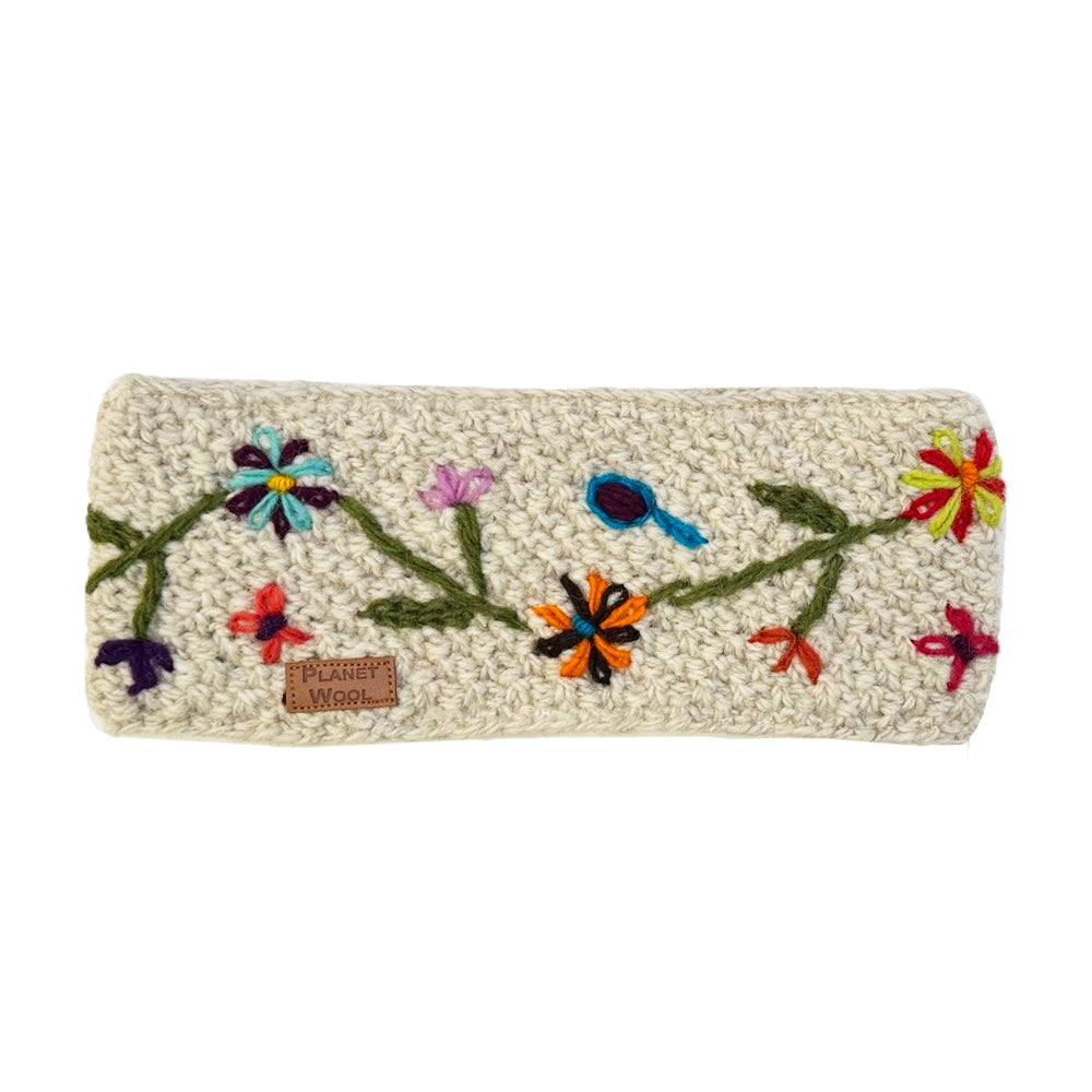 Planet wool - Flower headband | wollen hoofdband met bloemen Off white Colour