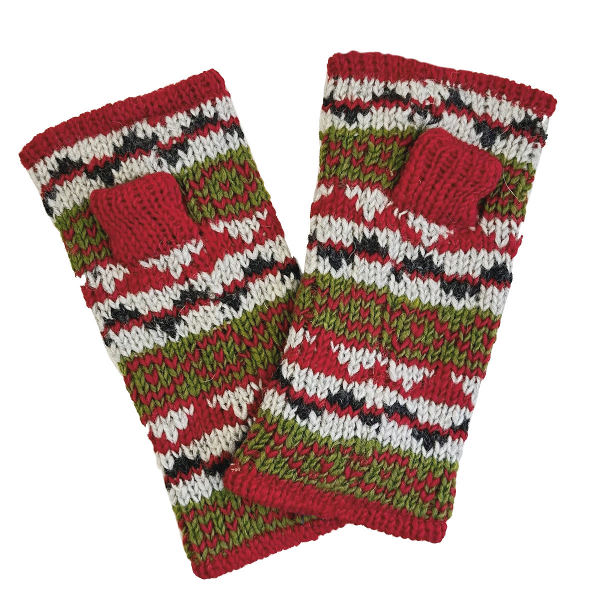 Planet Wool - Gloves fingerless | wollen handwarmers Red