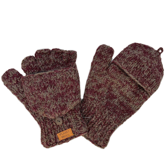 Planet Wool - Gloves fold | handschoenen van wol Whine Purple