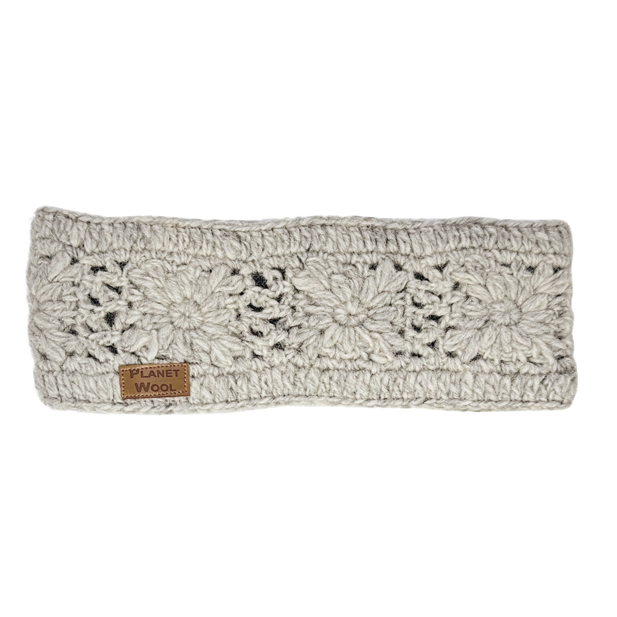 Planet Wool - Headband Woven Flower | wollen hoofdband Grey