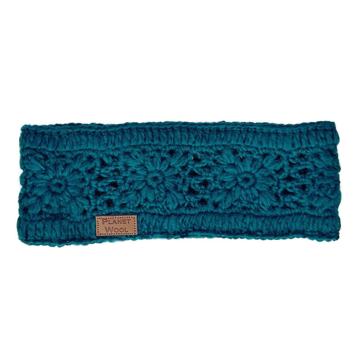 Planet Wool - Headband Woven Flower | wollen hoofdband Petrol