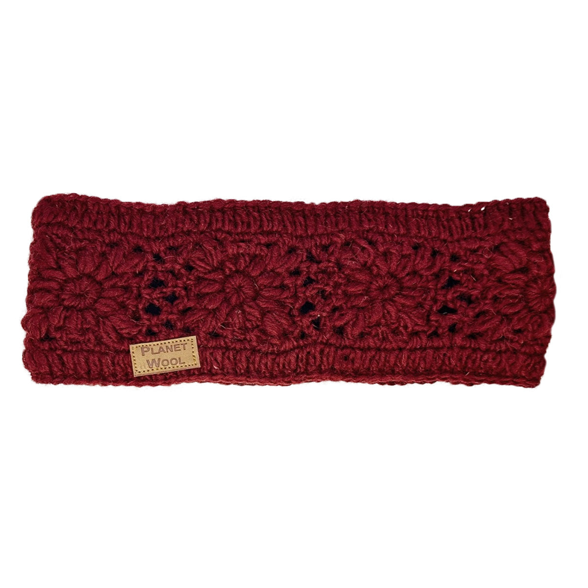 Planet Wool - Headband Woven Flower | wollen hoofdband Red Maroon