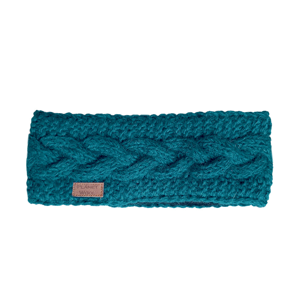 Planet wool - Headband cable | hoofdband van wol Petrol