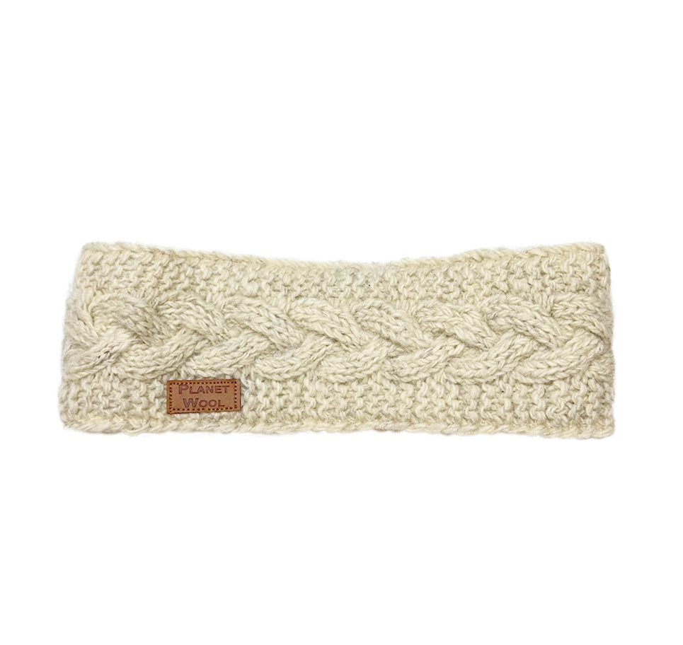 Planet wool - Headband cable | hoofdband van wol Off-white