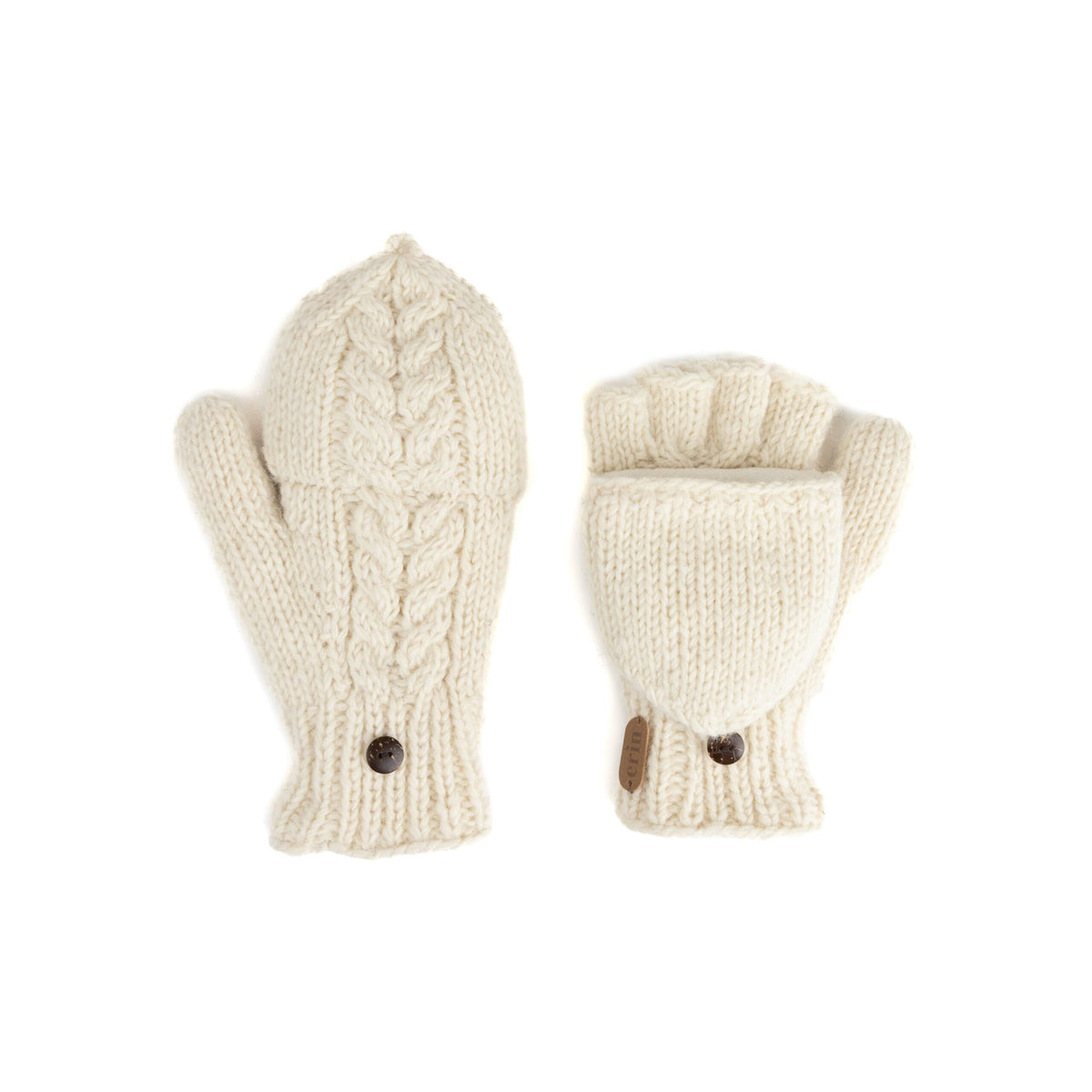 Erin Knitwear - Aran Cable Hunter gloves | handschoenen van wol White
