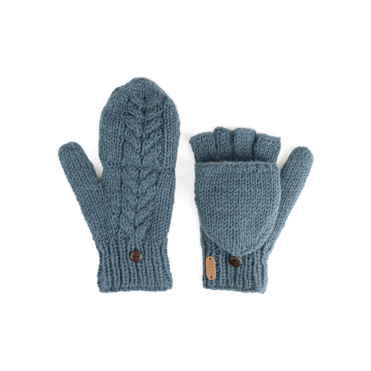 Erin Knitwear - Aran Cable Hunter gloves | handschoenen van wol Denim