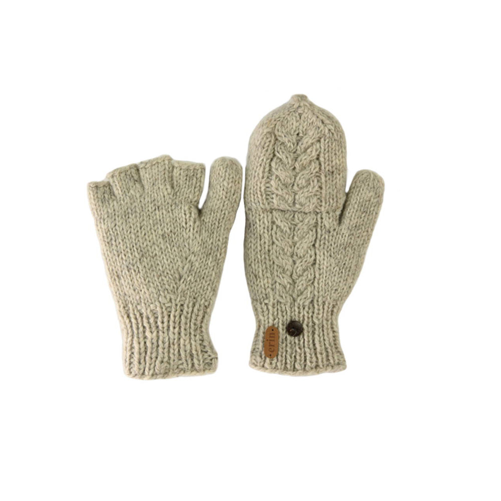 Erin Knitwear - Aran Cable Hunter gloves | handschoenen van wol Oatmeal