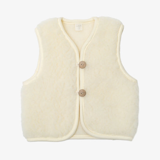 Flokati - Panda vest | kinderbodywarmer van merinowol Ecru