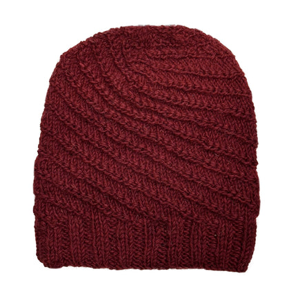 Planet Wool - Long hat | wollen muts Stone-maroon