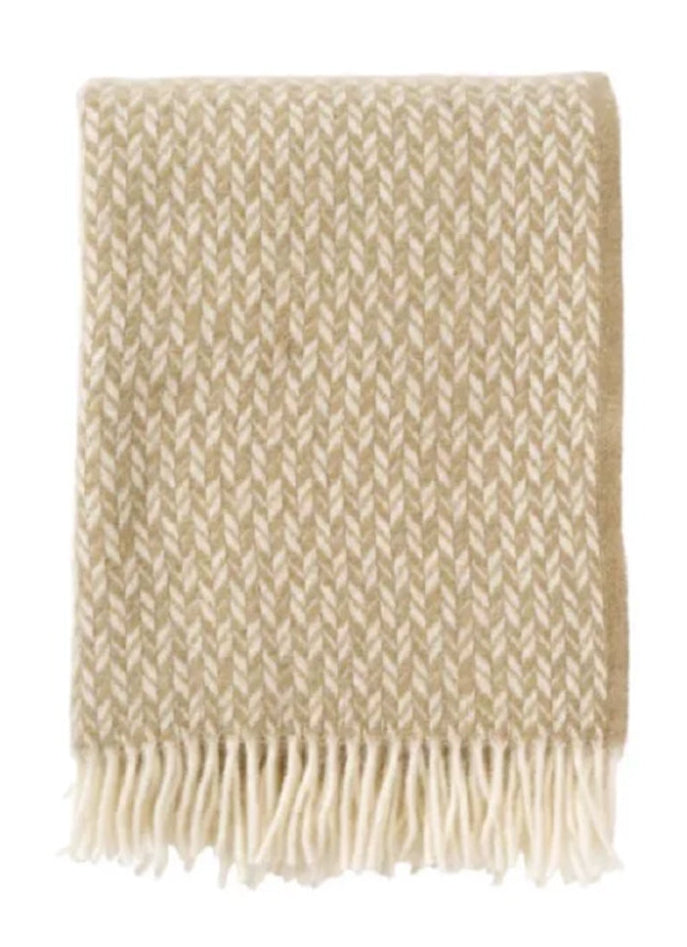 Klippan - Lovik | plaid met gerecyclede wol Beige 130x200 cm.