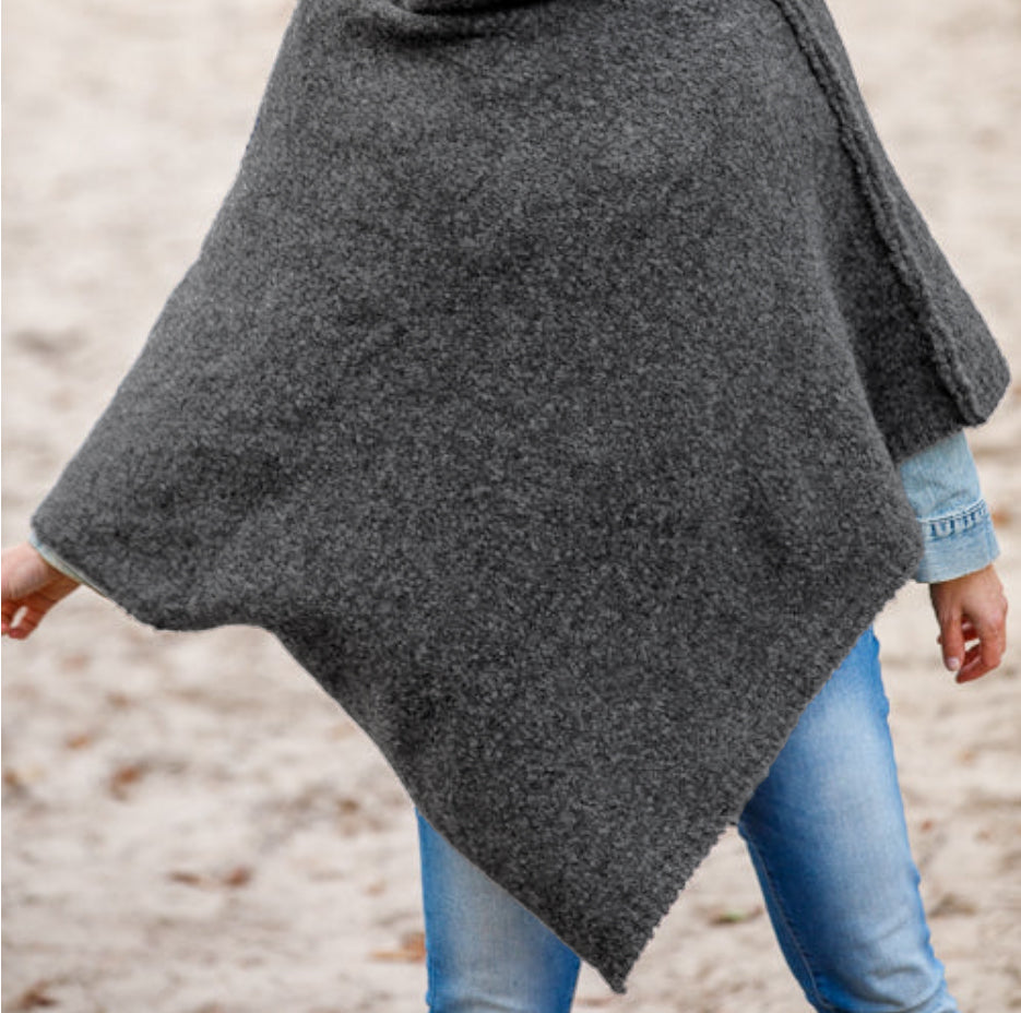 De Reuver - Maud | wollen poncho Steel grey