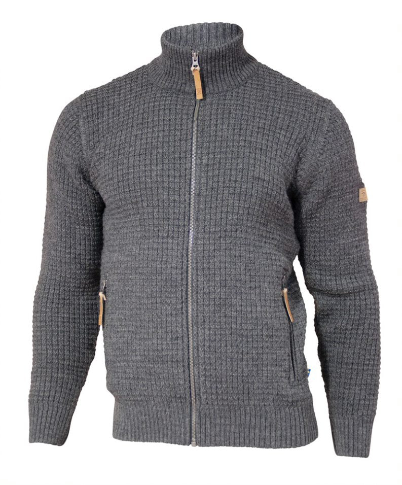 Ivanhoe Knitted in Sweden - Moritz FZ | wollen herenvest met rits Grey
