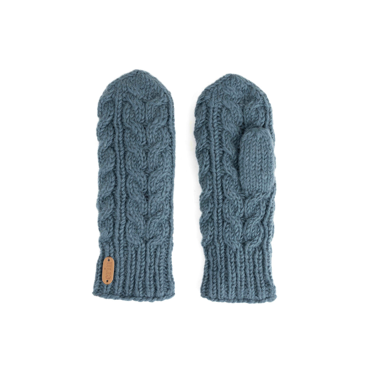 Erin Knitwear - Aran Cable Mittens | wanten van wol Denim Blue