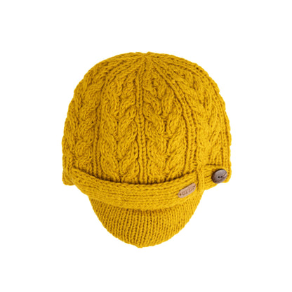 Erin Knitwear - Aran Cable Peak Hat | wollen muts met klep